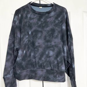 NWT Old Navy Women’s Tie Dye Sweatshirt Crewneck Blue Black Navy XL Loose